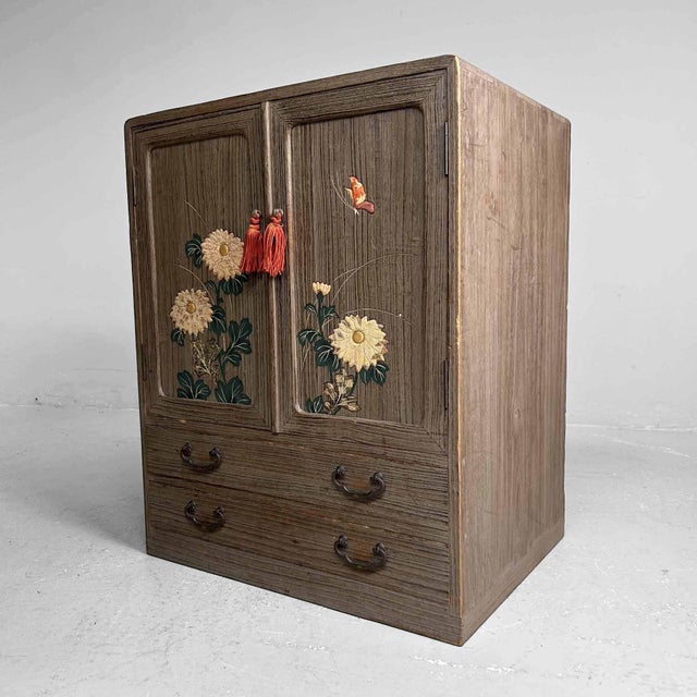 Vintage Tansu Storage Cabinet with Floral Decor, 1960s For Sale - Image 16 of 18