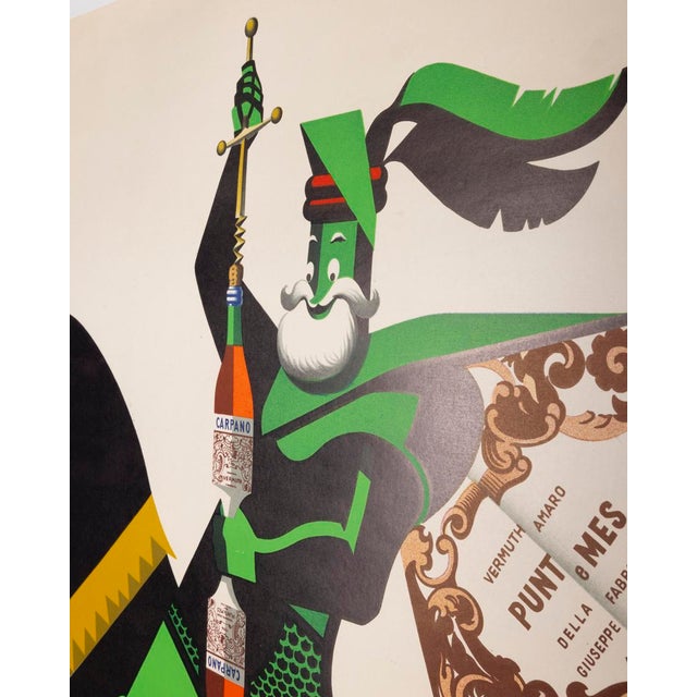 Original canvas poster, Vermut Carpano "Caval ad bruns", Armando Testa, year 1953. Lithograph printed by Arti Grafiche...