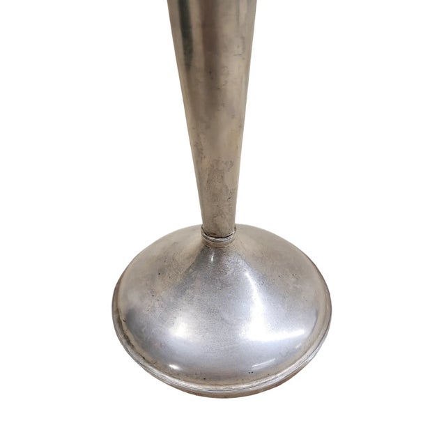 Metal Antique Victorian Sterling Silver Trumpet Vase by SGS Co — Weighted, Engraved For Sale - Image 7 of 8