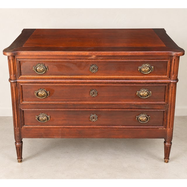 Louis XVI Style Walnut Chest of Drawers, 1950s For Sale - Image 10 of 10