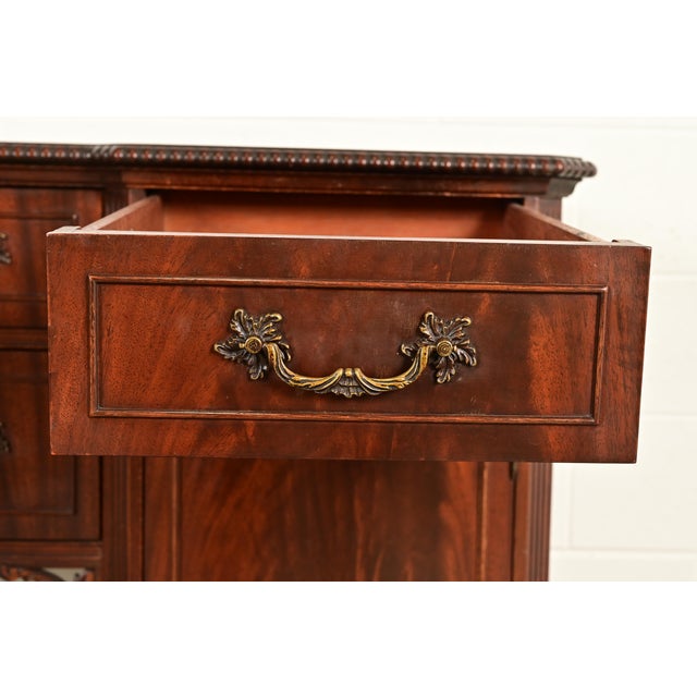 Baker Furniture Style Chippendale Carved Flame Mahogany Sideboard Buffet, Circa 1940s For Sale In South Bend - Image 6 of 13