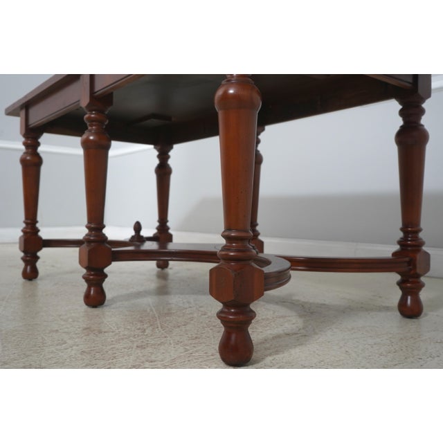 1990s Harden Country Distressed French Cherry Small Dining or Library Table For Sale - Image 5 of 14