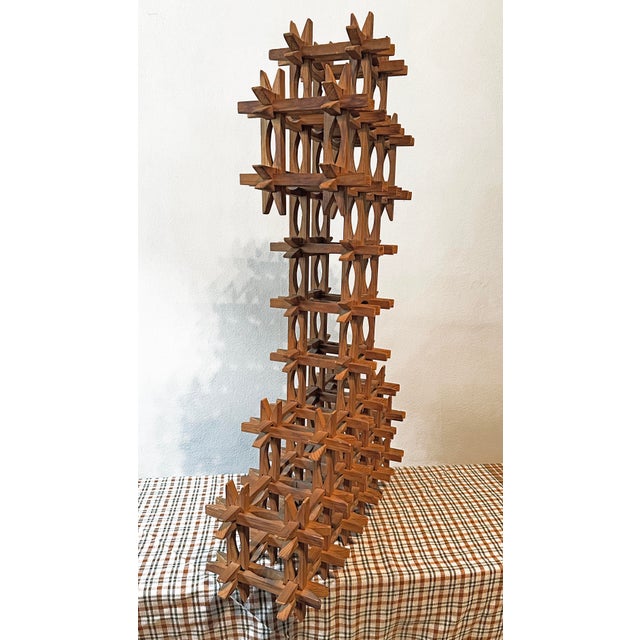 This is a stunning piece of Tramp Art, specifically constructed using an interlocking woodworking style known as the...