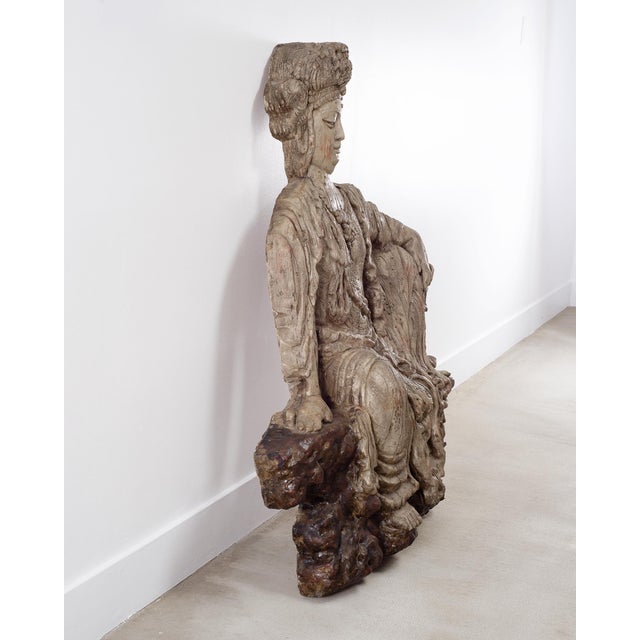 Asian Chinese Qing Style Sculpture Figure of Bodhisattva Guanyin For Sale - Image 3 of 18