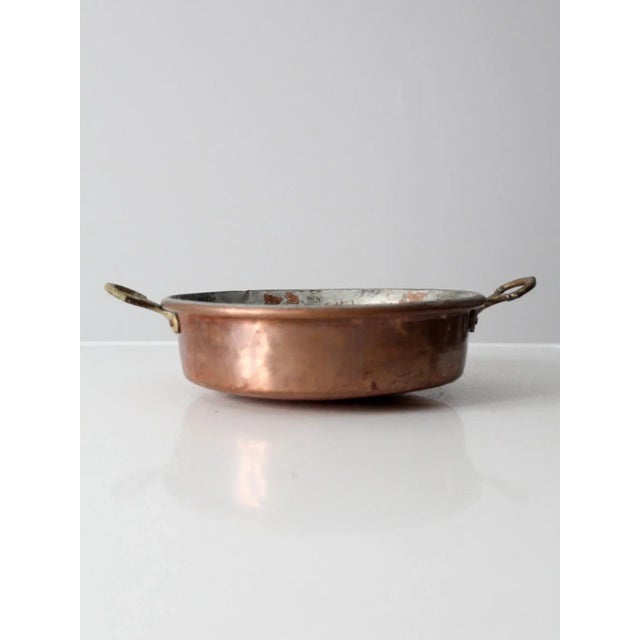 Antique Copper Pan With Brass Handles For Sale - Image 4 of 13