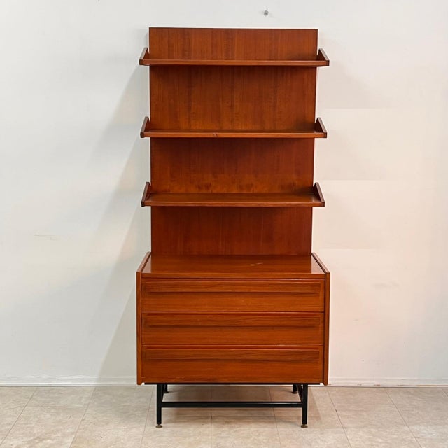 Mid-Century Modern Teak Column Bookcase with Drawers, Italy, 1960s For Sale - Image 9 of 9