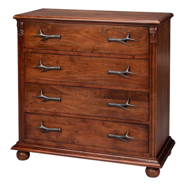 Lodge Chest of Drawers with Cast Antler Pulls For Sale