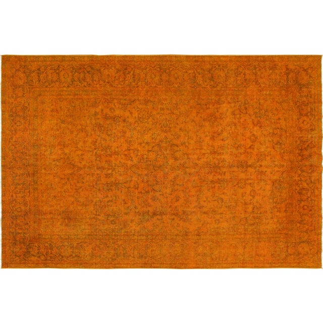 Shabby Chic No Pile Orange/Brown Wool Rug - 7'8'' X 11'5'' For Sale - Image 9 of 10