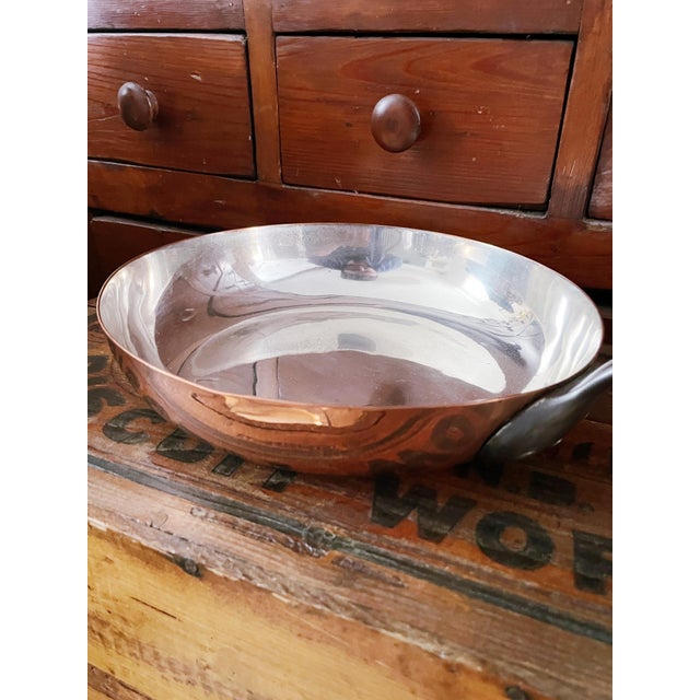 American Large Antique Heinrichs Copper & Sterling Silver Sauté Pan For Sale - Image 3 of 8