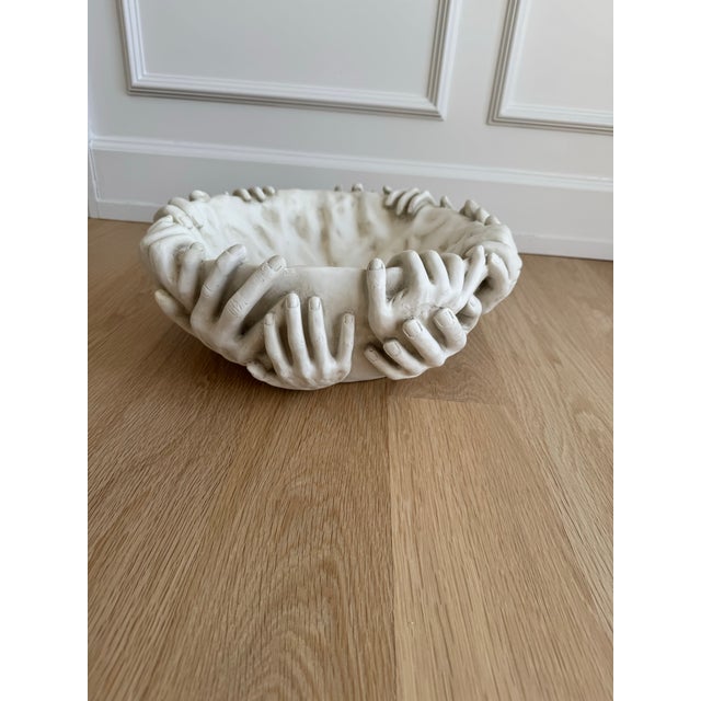 Rare and discontinued 2007 Fornasetti style, highly-collectible "15 Perpetual Hands" sculptural art bowl by The Museum...