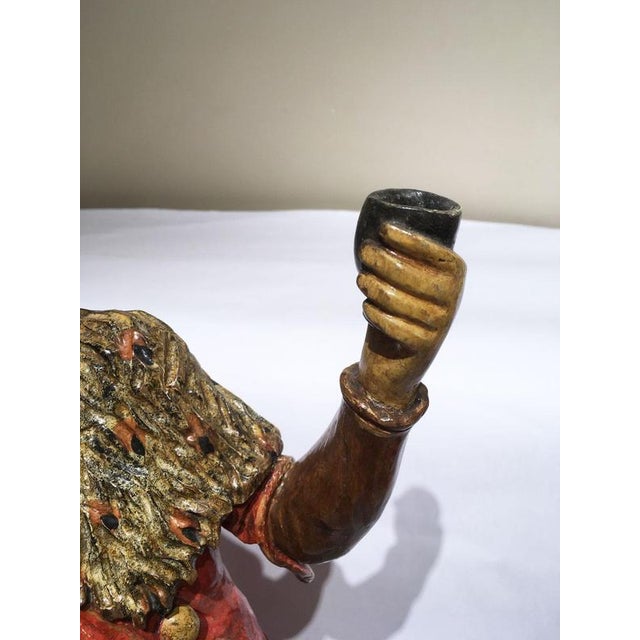 Wood Venezian Polychrome Lacquered and Wooden Engraved Sculpture, 1750 For Sale - Image 7 of 18