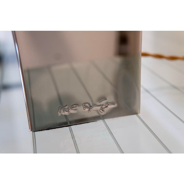 Pair of Karl Springer "Sculpture Desk Lamp" in Polished Chrome 1980s (Signed) For Sale In Miami - Image 6 of 7