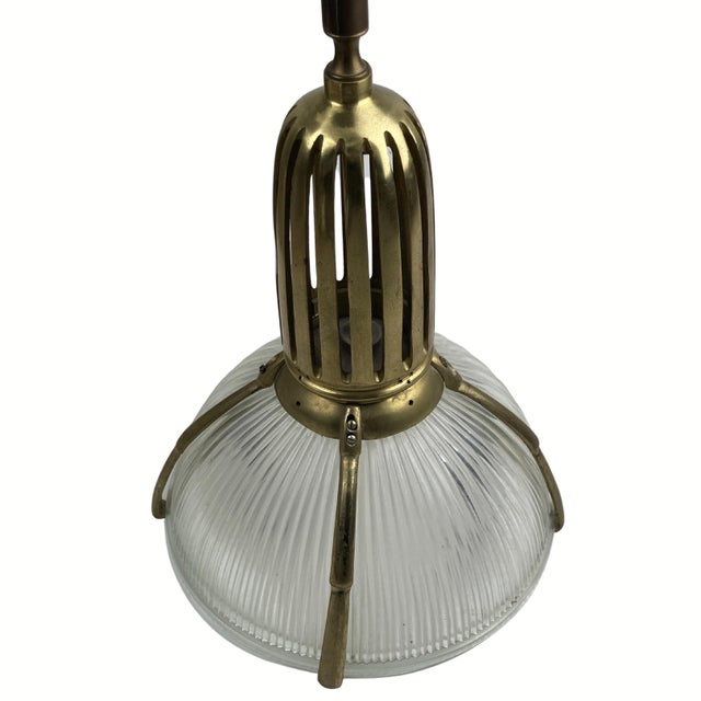 Art Deco Holophane Cut Glass and Brass Wall Lamps, 1970s, Set of 2 For Sale - Image 12 of 18