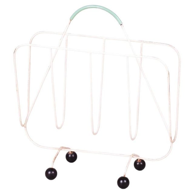 Metal Mid-Century Czech Magazine Stand in Painted Metal, 1950s For Sale - Image 7 of 7