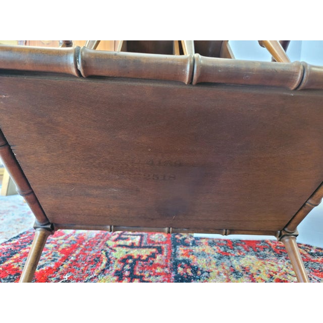 Cinnamon 1960s Bamboo Carved Burlwood Magazine Rack For Sale - Image 8 of 8
