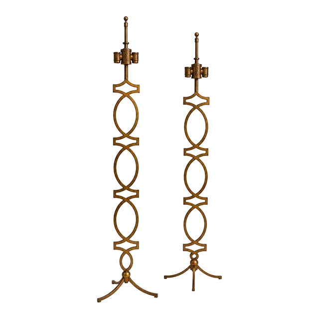 Pair of Niermann Weeks Montaigne Floor Lamps in Distressed Gold Leaf For Sale