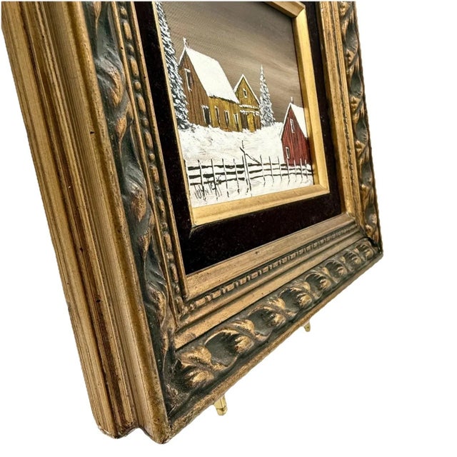 Pair Vintage Framed Winter Landscape Oil Paintings Signed John Peppe For Sale In New York - Image 6 of 16