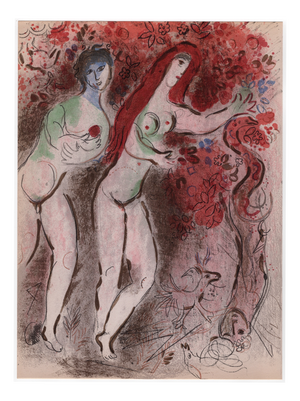 Marc Chagall, Adam et Ève et le Fruit Défendu (Adam and Eve and the Forbidden Fruit), Nude, 1960, Original Lithograph