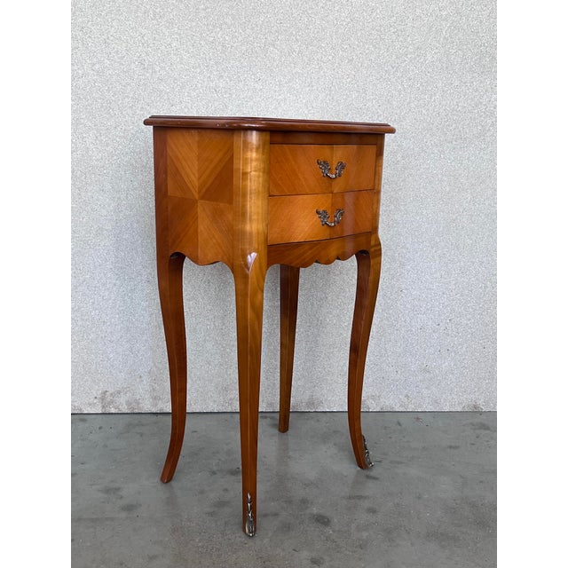 1920s Pair of Louis XVI Style Nightstands With Two Drawers and Cabriole Legs For Sale - Image 5 of 10