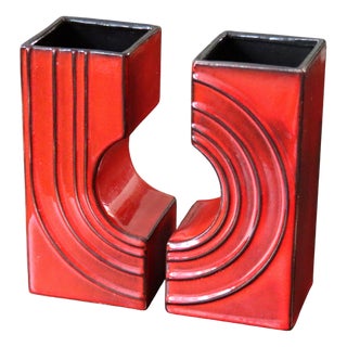 Cyclone Vases in Ceramic by Cari Zalloni, 1970s, Set of 2 For Sale
