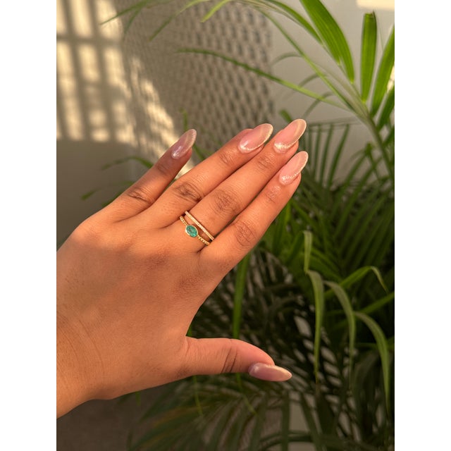 Not Yet Made - Made To Order Modern 2.47Ct Emerald & Diamond Double Band Ring in 14k Yellow Gold Size 6 For Sale - Image 5 of 16