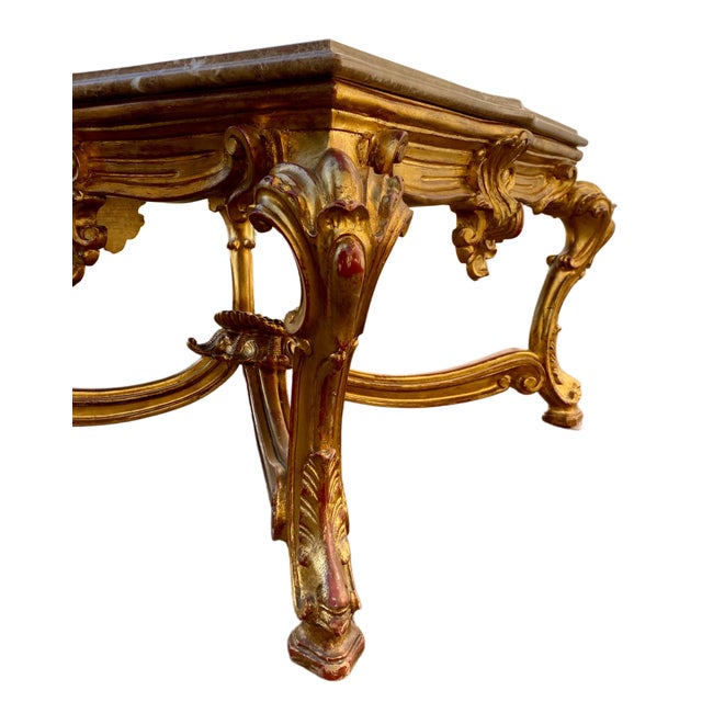 Gold Louis XVI Style Gilded Wood Center Table, 1890s For Sale - Image 8 of 15