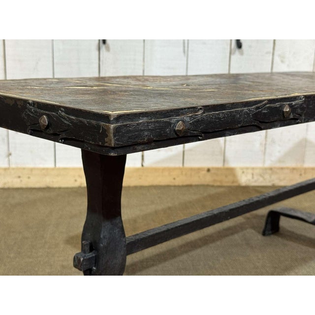 Coffee Table in Forged Steel with a Slate Top, 1950s For Sale - Image 6 of 12