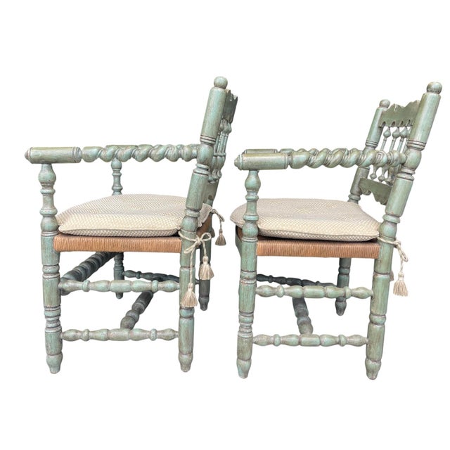 Charles Pollock for William Switzer English Spindle Back Armchairs -Pair For Sale In Naples, FL - Image 6 of 10