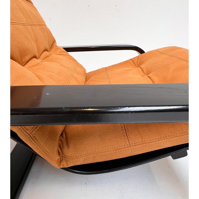 Reupholstered Cognac Coloured Lounge Chair, 1960s For Sale - Image 14 of 18