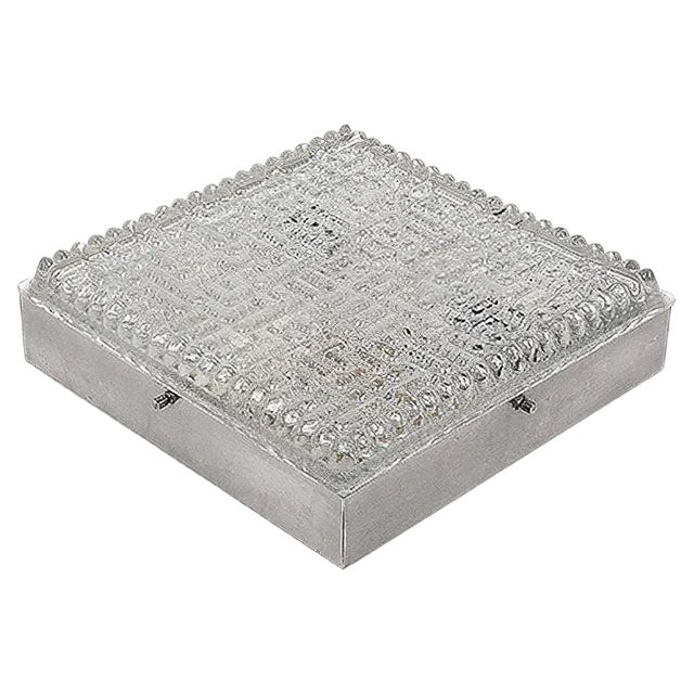 Vintage Italian Glass & Steel Square Sconce, 1970s For Sale