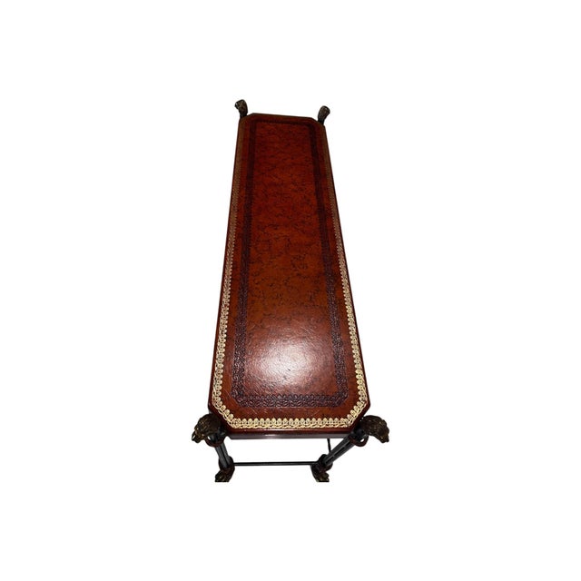 Brown Egyptian Revival Neoclassical -Style Leather Top Console Table by Maitland Smith For Sale - Image 8 of 11