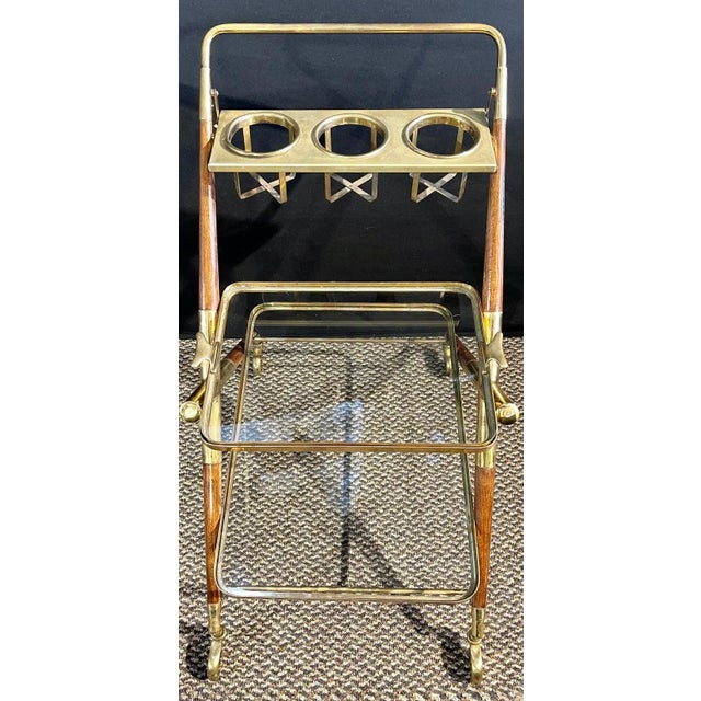 Mid-Century Modern Bar Cart, Teak and Brass For Sale - Image 10 of 13