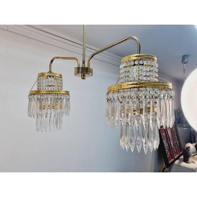 Mid-Century Modern Vintage Crystal Chandelier For Sale - Image 3 of 8