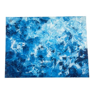 “Azure in Motion” Large Original Abstract Blue Acrylic Painting by Nancy Smith For Sale