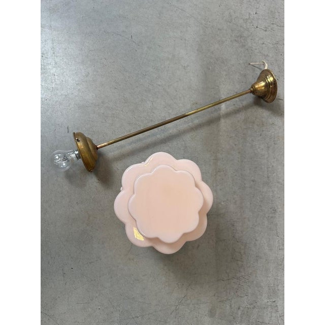 Gold Art Deco Lamp in Rosé Opaline For Sale - Image 8 of 13