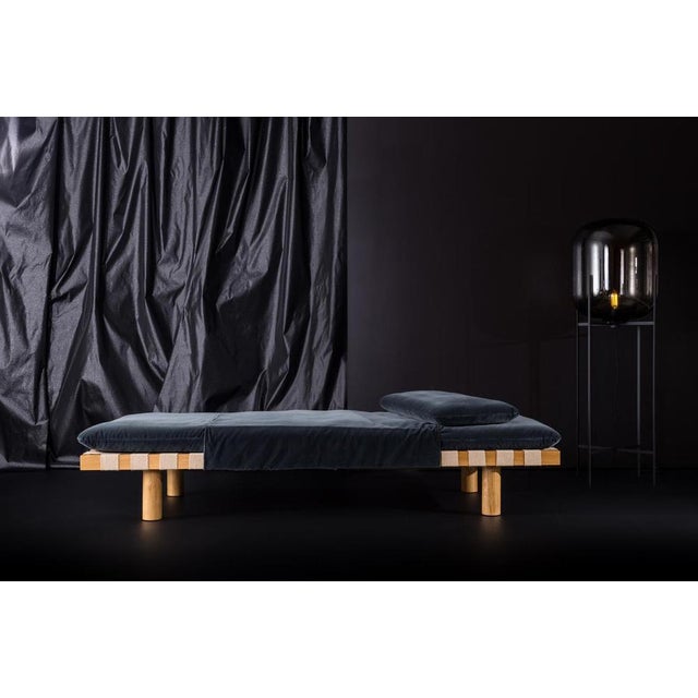 Wood Pallet Daybed 4400G-ON in Dark Grey Velvet and Natural Wood by Sebastian Herkner for Pulpo For Sale - Image 7 of 12
