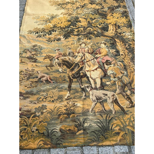 Discover the timeless elegance of this exquisite vintage French tapestry featuring Detti's Renaissance-style jacquard...