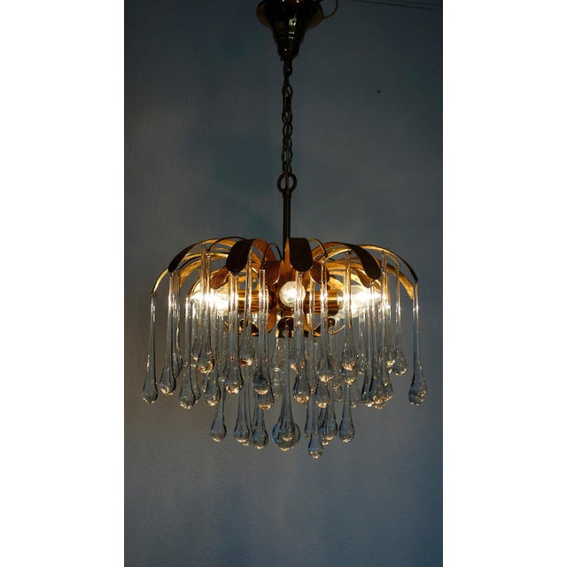 Brass and Crystal Drop Chandelier from Palwa, 1960s For Sale - Image 9 of 11