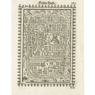 Antique Woodcut Map of Jerusalem from Abraham Saurs Städte-Buch, 1658 For Sale