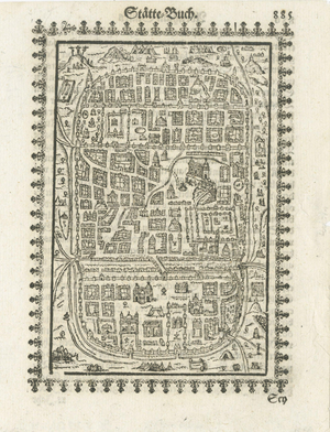 Antique Woodcut Map of Jerusalem from Abraham Saurs Städte-Buch, 1658