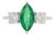 Natural Marquise Emerald & Diamond Three-Stone Engagement Ring Size 6 in 18k Gold For Sale