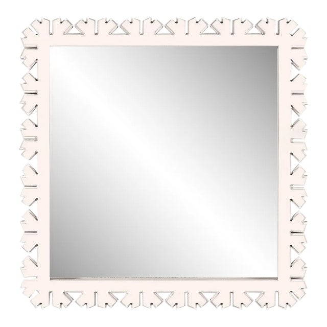 Fleur Home Audubon Bamboo Sticks Square Mirror in Frosted Petal, 35.5x35.5 For Sale