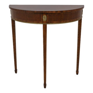 Maitland Smith Federal Design 1/2 Round Mahogany Console Table For Sale
