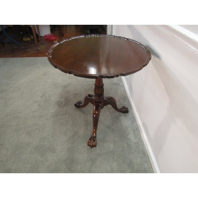 Traditional Legacy Furniture Solid Mahogany Pie Crust Lamp Table For Sale - Image 3 of 6