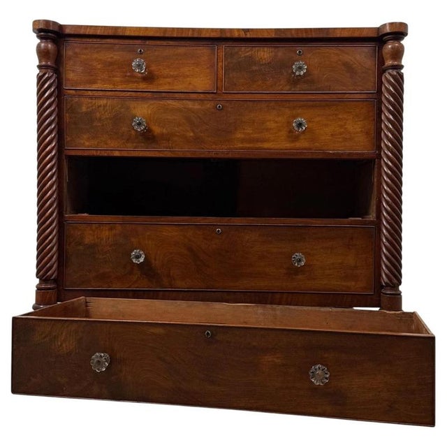 Hollywood Regency Antique Early 19th Century English Regency Mahogany Chest of Drawers For Sale - Image 3 of 12