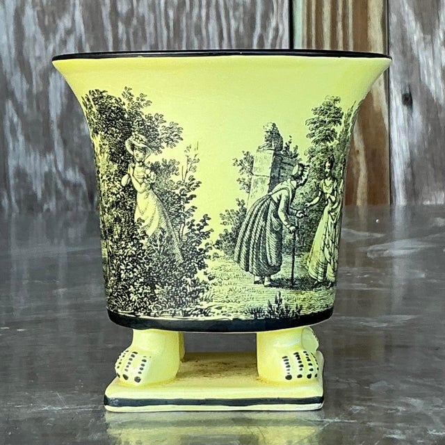 Add a touch of elegance to your space with this Vintage Regency Mottahedeh for Creil Small Cache Pot. Featuring a...