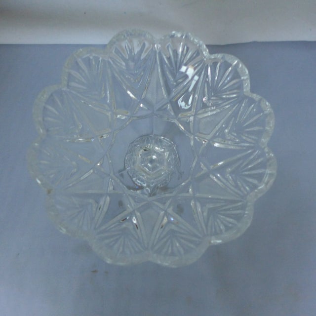 Clear Cut Glass Compote / Candy Dish Ruffle Edges For Sale - Image 4 of 7