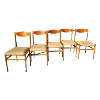 Vintage Beech Chairs, 1960s, Set of 5 For Sale