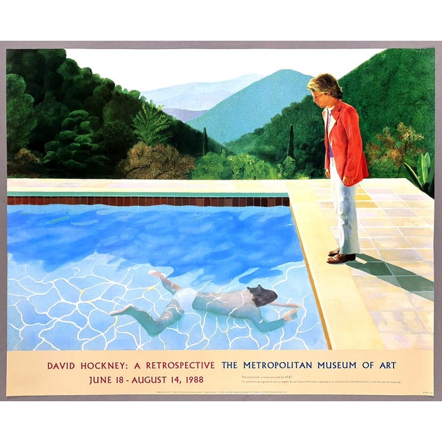 David Hockney Portrait of an Artist (Pool With Two Figures) Original 1988 Retrospective the Metropolitan Museum of Art Poster For Sale - Image 11 of 11