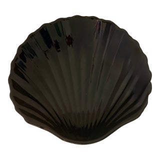 Black Ceramic Clam Shell Dish by Studio Nova For Sale